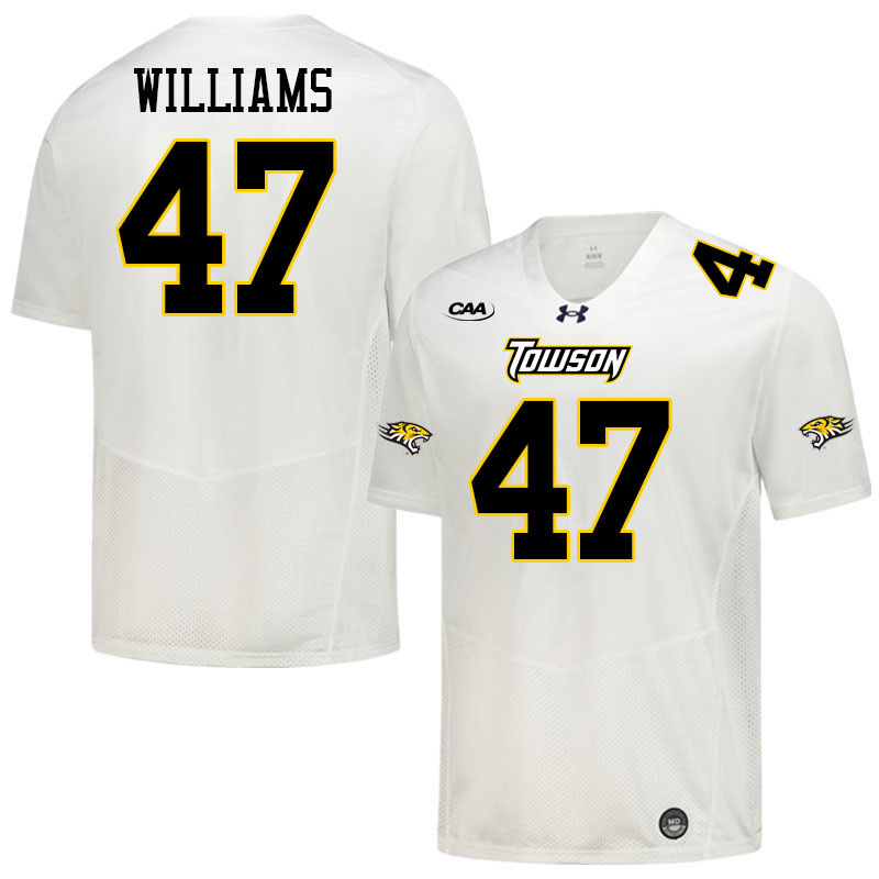 Towson Tigers #47 Caden Williams College Football Jerseys,Uniforms-White